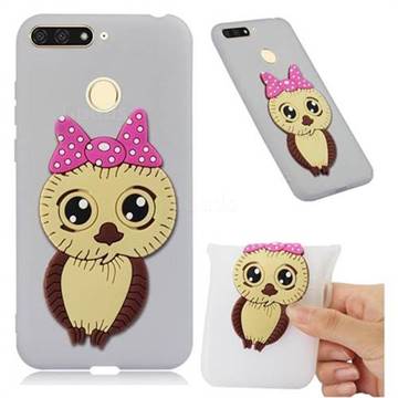 Bowknot Girl Owl Soft 3D Silicone Case for Huawei Y6 (2018) - Translucent White
