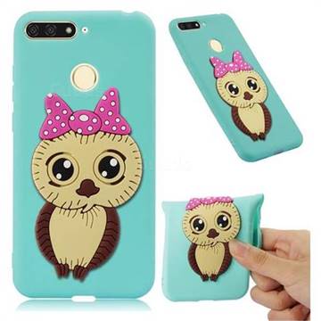 Bowknot Girl Owl Soft 3D Silicone Case for Huawei Y6 (2018) - Sky Blue