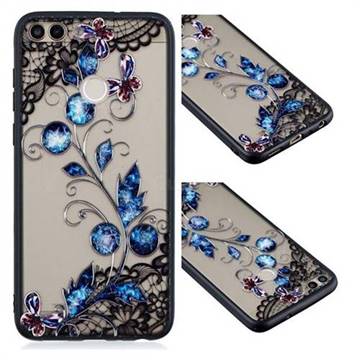 Butterfly Lace Diamond Flower Soft TPU Back Cover for Huawei Y6 (2018)