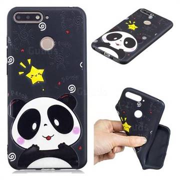 Cute Bear 3D Embossed Relief Black TPU Cell Phone Back Cover for Huawei Y6 (2018)