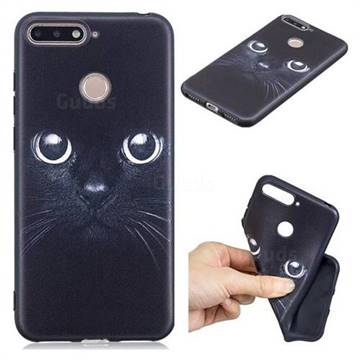 Bearded Feline 3D Embossed Relief Black TPU Cell Phone Back Cover for Huawei Y6 (2018)