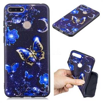 Phnom Penh Butterfly 3D Embossed Relief Black TPU Cell Phone Back Cover for Huawei Y6 (2018)