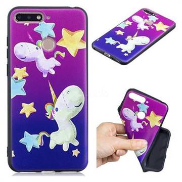 Pony 3D Embossed Relief Black TPU Cell Phone Back Cover for Huawei Y6 (2018)
