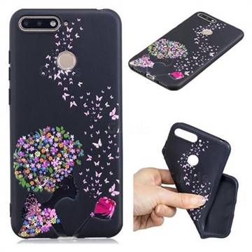 Corolla Girl 3D Embossed Relief Black TPU Cell Phone Back Cover for Huawei Y6 (2018)