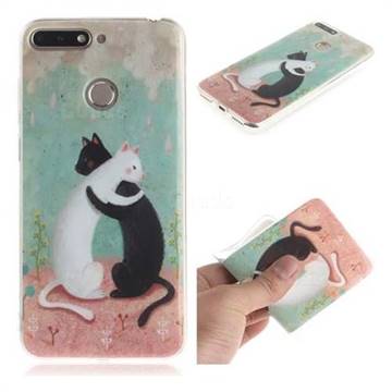 Black and White Cat IMD Soft TPU Cell Phone Back Cover for Huawei Y6 (2018)