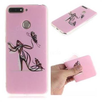 Butterfly High Heels IMD Soft TPU Cell Phone Back Cover for Huawei Y6 (2018)
