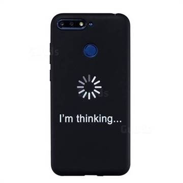 Thinking Stick Figure Matte Black TPU Phone Cover for Huawei Y6 (2018)