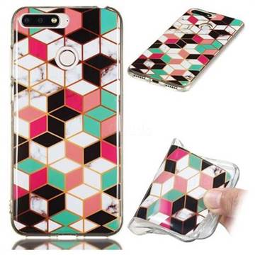 Three-dimensional Square Soft TPU Marble Pattern Phone Case for Huawei Y6 (2018)