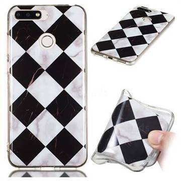 Black and White Matching Soft TPU Marble Pattern Phone Case for Huawei Y6 (2018)