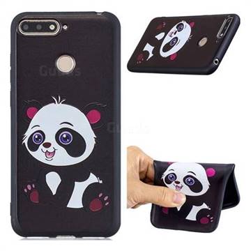 Cute Pink Panda 3D Embossed Relief Black Soft Phone Back Cover for Huawei Y6 (2018)