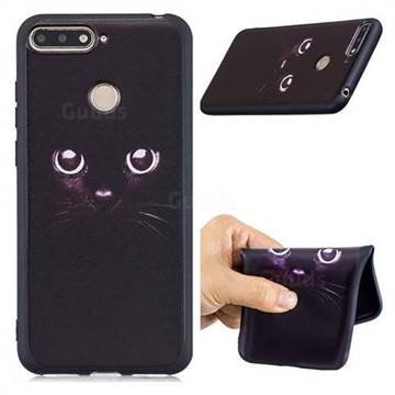 Black Cat Eyes 3D Embossed Relief Black Soft Phone Back Cover for Huawei Y6 (2018)