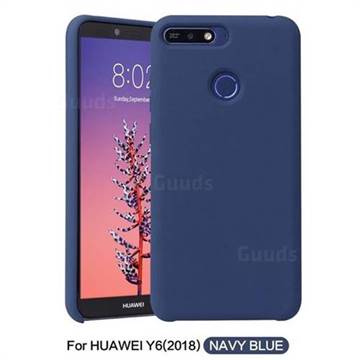 Howmak Slim Liquid Silicone Rubber Shockproof Phone Case Cover for Huawei Y6 (2018) - Midnight Blue