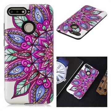 Mandara Flower Pattern 2 in 1 PC + TPU Glossy Embossed Back Cover for Huawei Y6 (2018)