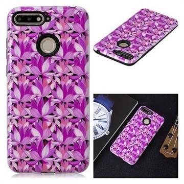 Lotus Flower Pattern 2 in 1 PC + TPU Glossy Embossed Back Cover for Huawei Y6 (2018)