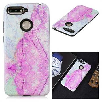 Pink Marble Pattern 2 in 1 PC + TPU Glossy Embossed Back Cover for Huawei Y6 (2018)