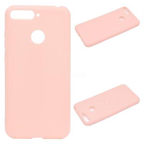 Candy Soft Silicone Protective Phone Case for Huawei Y6 (2018) - Light Pink