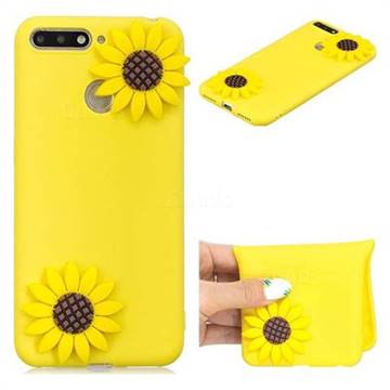 Yellow Sunflower Soft 3D Silicone Case for Huawei Y6 (2018)