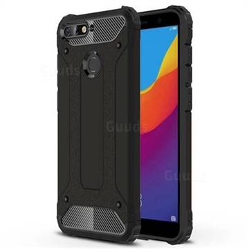 King Kong Armor Premium Shockproof Dual Layer Rugged Hard Cover for Huawei Y6 (2018) - Black Gold