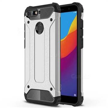 King Kong Armor Premium Shockproof Dual Layer Rugged Hard Cover for Huawei Y6 (2018) - Technology Silver