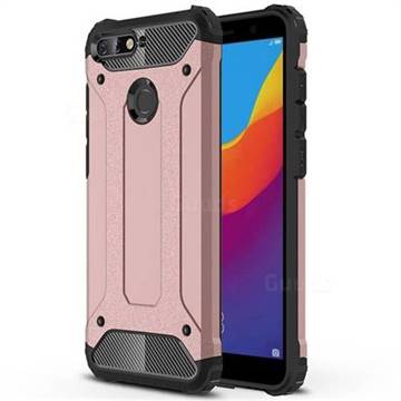 King Kong Armor Premium Shockproof Dual Layer Rugged Hard Cover for Huawei Y6 (2018) - Rose Gold