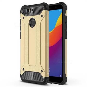 King Kong Armor Premium Shockproof Dual Layer Rugged Hard Cover for Huawei Y6 (2018) - Champagne Gold