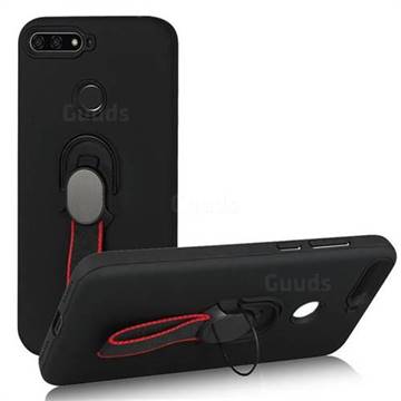 Raytheon Multi-function Ribbon Stand Back Cover for Huawei Y6 (2018) - Black