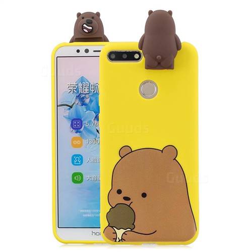 Brown Bear Soft 3D Climbing Doll Stand Soft Case for Huawei Y6 (2018)
