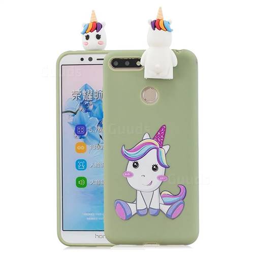 Cute Unicorn Soft 3D Climbing Doll Stand Soft Case for Huawei Y6 (2018)