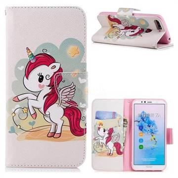 Cloud Star Unicorn Leather Wallet Case for Huawei Y6 (2018)