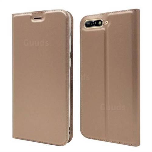 Ultra Slim Card Magnetic Automatic Suction Leather Wallet Case for Huawei Y6 (2018) - Rose Gold