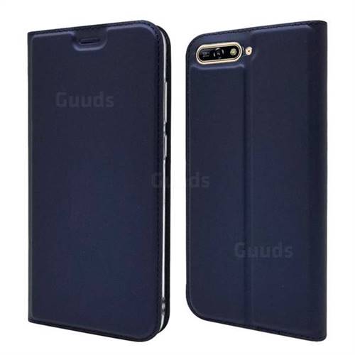 Ultra Slim Card Magnetic Automatic Suction Leather Wallet Case for Huawei Y6 (2018) - Royal Blue