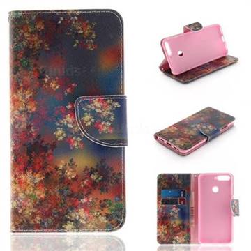 Colored Flowers PU Leather Wallet Case for Huawei Y6 (2018)
