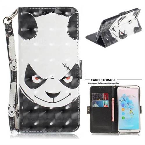 Angry Bear 3D Painted Leather Wallet Phone Case for Huawei Y6 (2018)