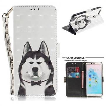Husky Dog 3D Painted Leather Wallet Phone Case for Huawei Y6 (2018)