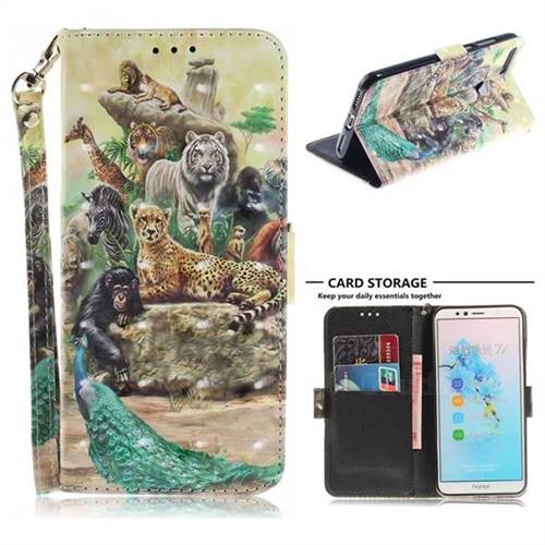 Beast Zoo 3D Painted Leather Wallet Phone Case for Huawei Y6 (2018)