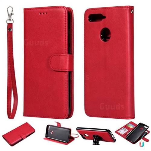 Retro Greek Detachable Magnetic PU Leather Wallet Phone Case for Huawei Y6 (2018) - Red
