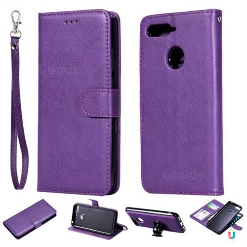 Retro Greek Detachable Magnetic PU Leather Wallet Phone Case for Huawei Y6 (2018) - Purple