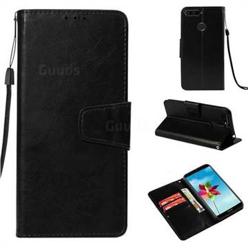 Retro Phantom Smooth PU Leather Wallet Holster Case for Huawei Y6 (2018) - Black