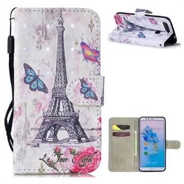 Paris Tower 3D Painted Leather Wallet Phone Case for Huawei Y6 (2018)