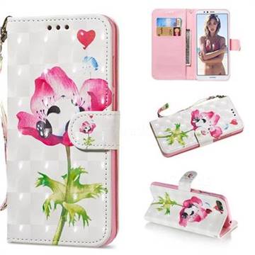 Flower Panda 3D Painted Leather Wallet Phone Case for Huawei Y6 (2018)