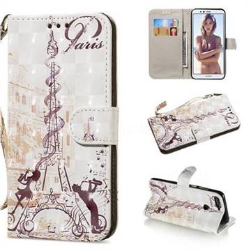 Tower Couple 3D Painted Leather Wallet Phone Case for Huawei Y6 (2018)