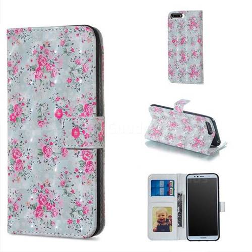 Roses Flower 3D Painted Leather Phone Wallet Case for Huawei Y6 (2018)