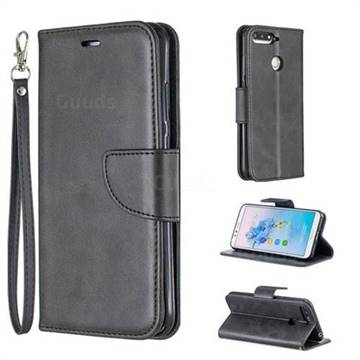 Classic Sheepskin PU Leather Phone Wallet Case for Huawei Y6 (2018) - Black