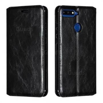 Retro Slim Magnetic Crazy Horse PU Leather Wallet Case for Huawei Y6 (2018) - Black