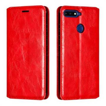 Retro Slim Magnetic Crazy Horse PU Leather Wallet Case for Huawei Y6 (2018) - Red