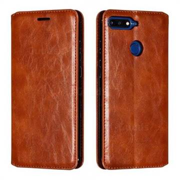 Retro Slim Magnetic Crazy Horse PU Leather Wallet Case for Huawei Y6 (2018) - Brown