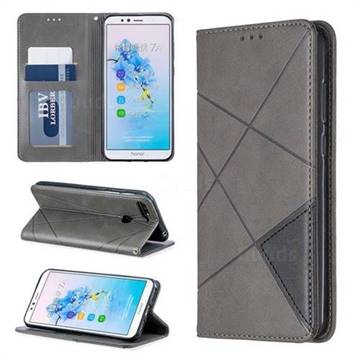 Prismatic Slim Magnetic Sucking Stitching Wallet Flip Cover for Huawei Y6 (2018) - Gray