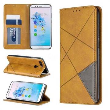 Prismatic Slim Magnetic Sucking Stitching Wallet Flip Cover for Huawei Y6 (2018) - Yellow