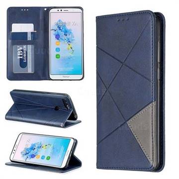 Prismatic Slim Magnetic Sucking Stitching Wallet Flip Cover for Huawei Y6 (2018) - Blue