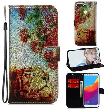 Tiger Rose Laser Shining Leather Wallet Phone Case for Huawei Y6 (2018)